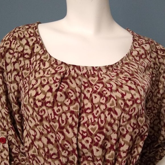 Timing Multicolor Blouson Knit Short Dress Size Small Scoop Neck 3/4 Sleeve - Picture 2 of 8